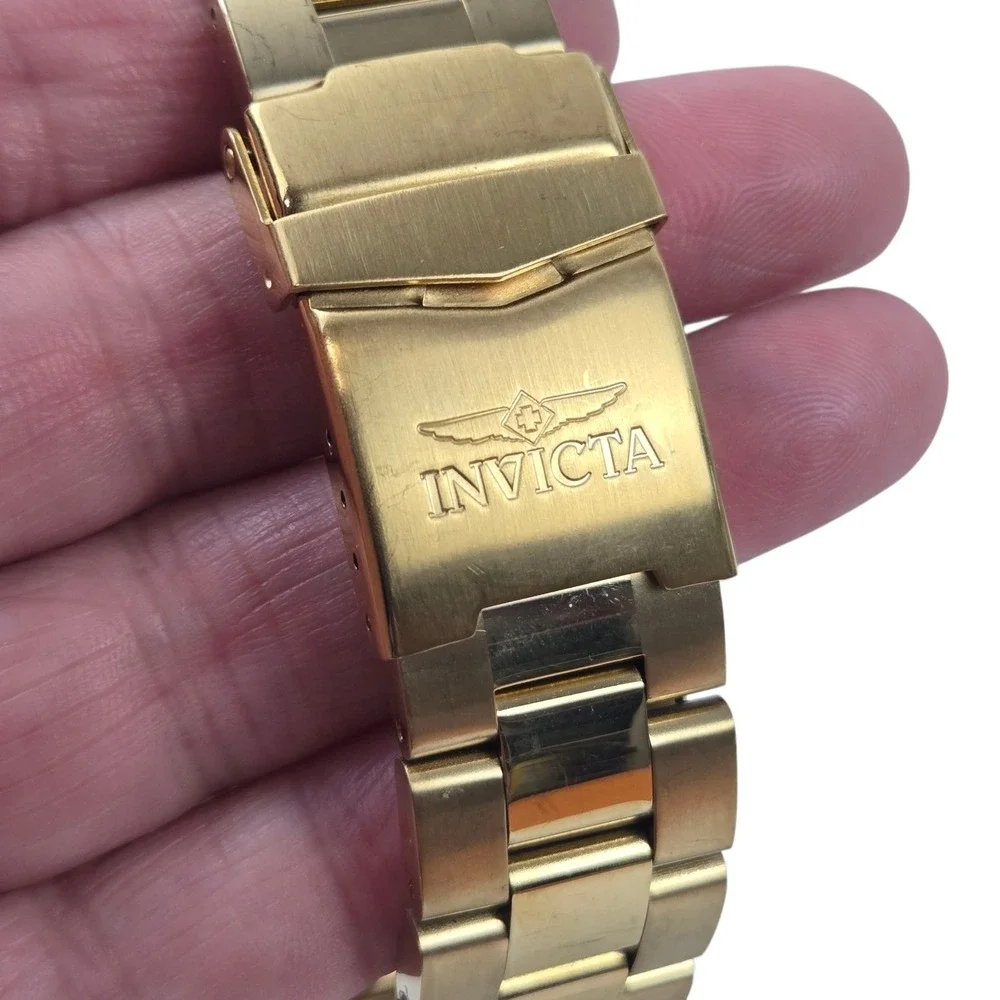 Invicta Aviator Men's Chronograph Watch 100m WR Gold w Blue Dial 28896 VIDEO